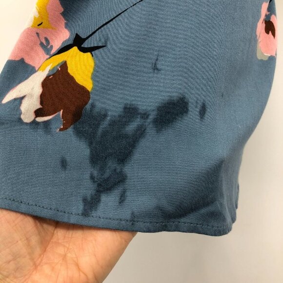 Urban Outfitters Blue Floral Layla Straight-Neck Tie-Back Midi Dress M - Picture 14 of 16